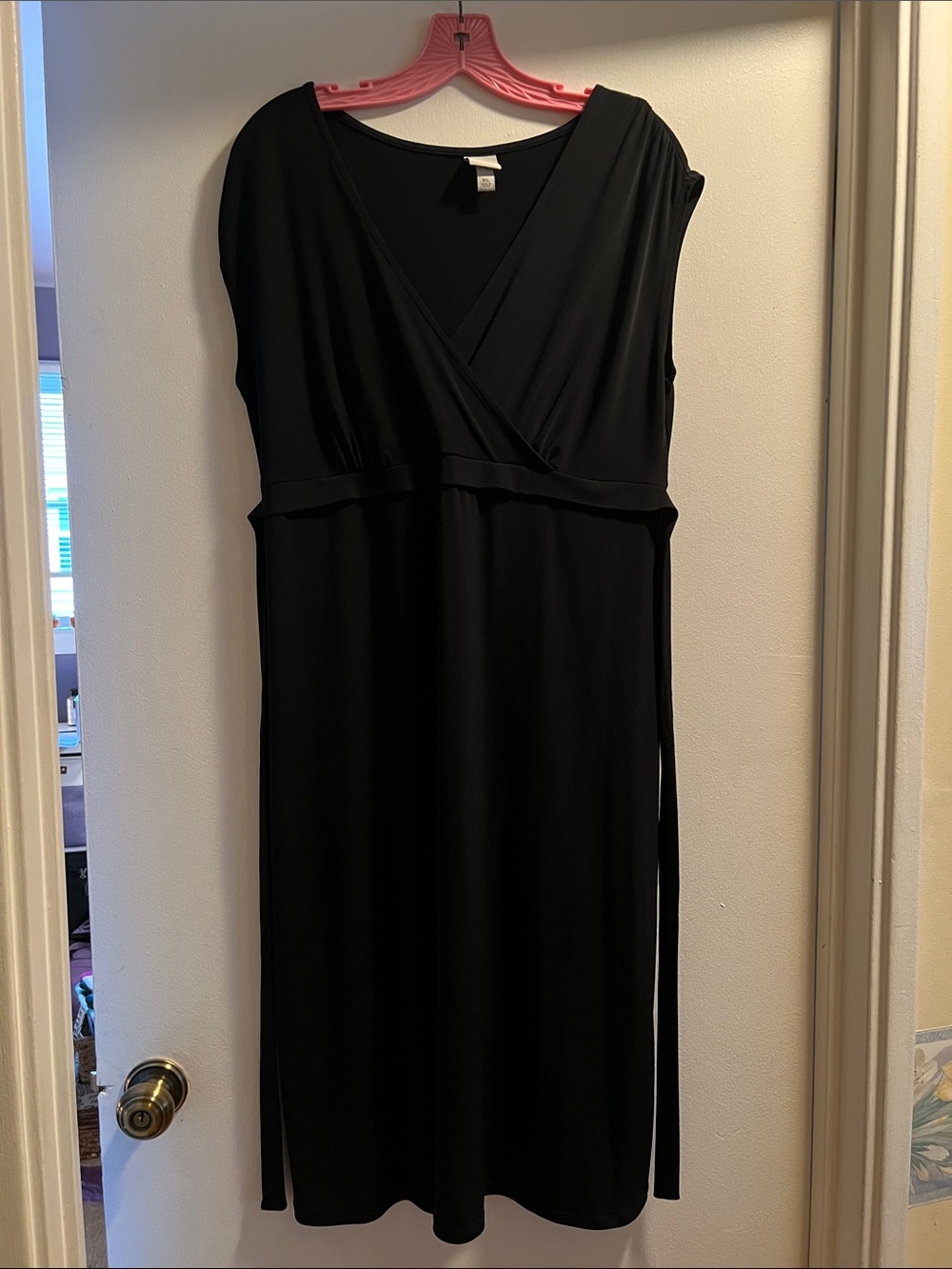Merona Black Wrap-Front Midi Dress